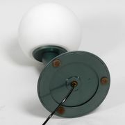 Large extraordinary 80s metal table lamp and opal glass shade