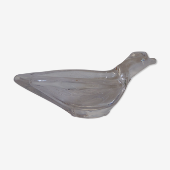 Empty pocket shape transparent glass bird
