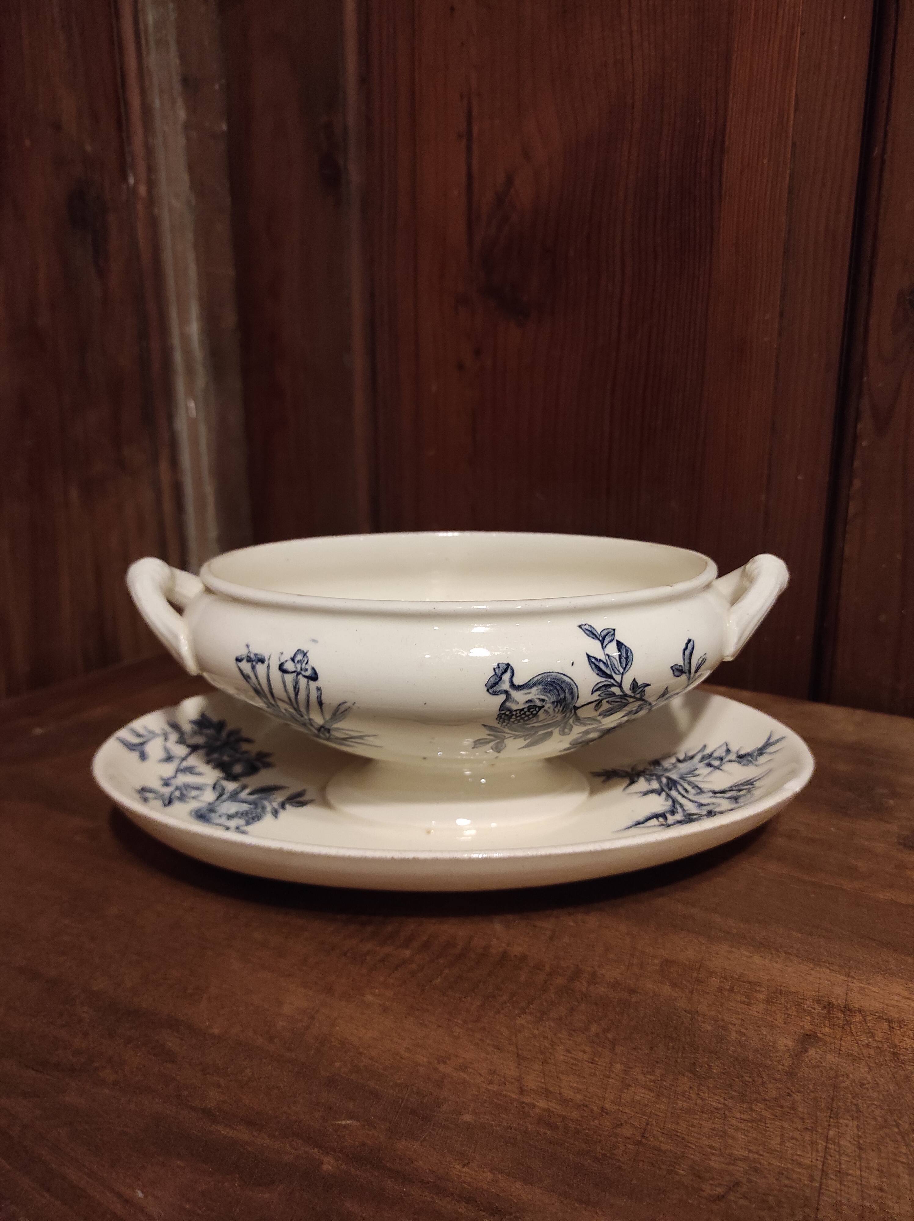 French vintage sauce boat, R. Lafitte, Terre de Fer, Salins
