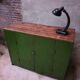 Vintage steel cupboard, shelf cupboard, kitchen island green