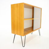 1970s birch/glass cabinet, czechoslovakia
