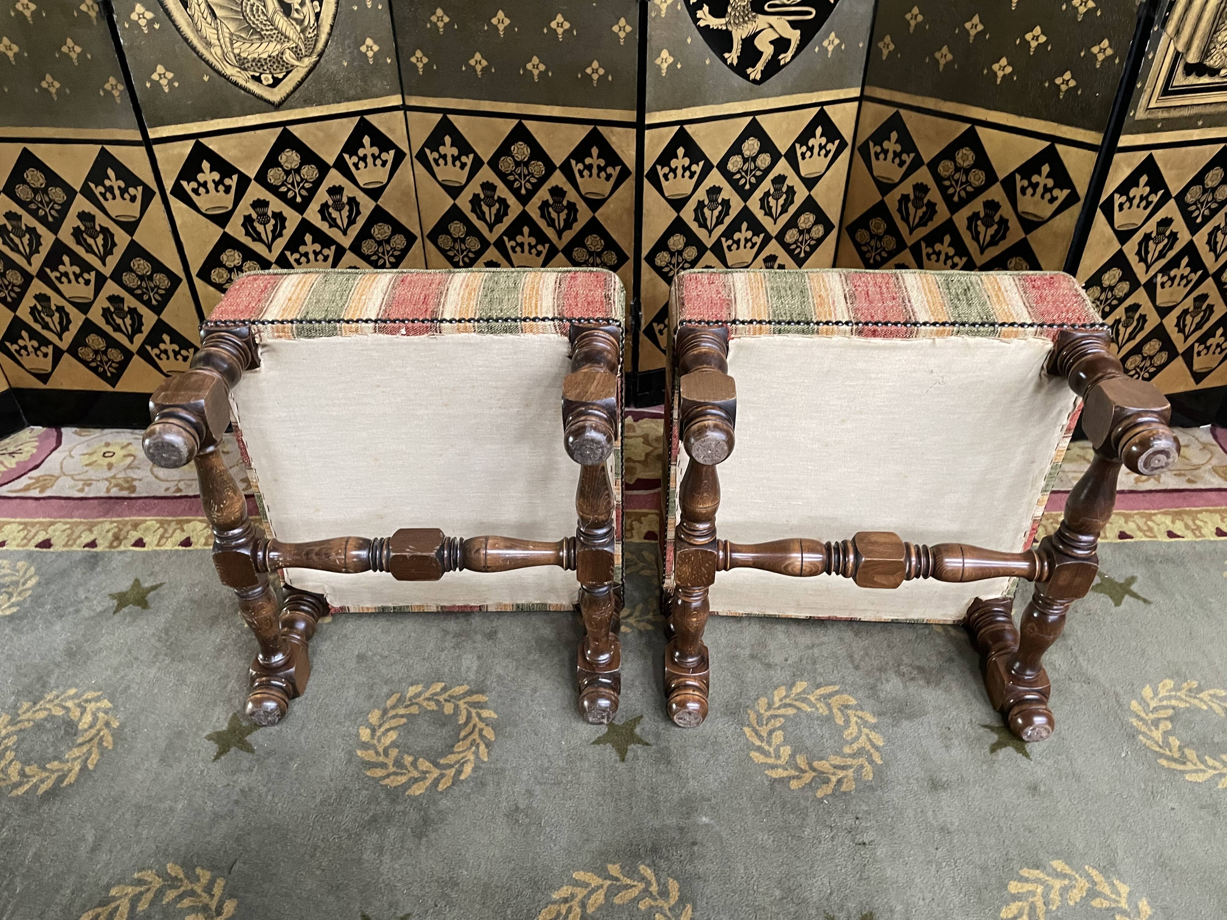 Pair of Louis XIII style poufs