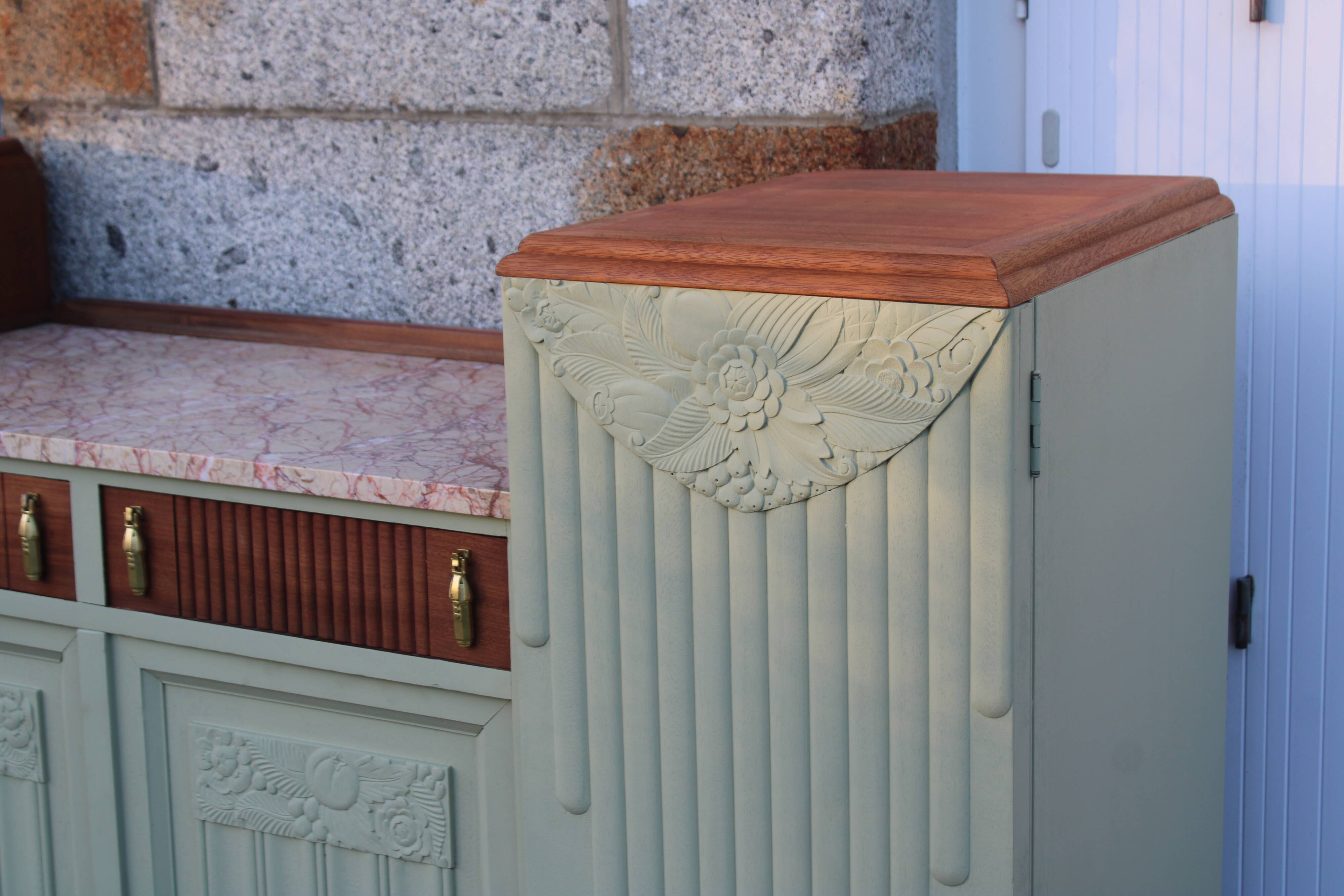 Renovated antique Art Deco sideboard – Lizard Green (Pure & Paint)