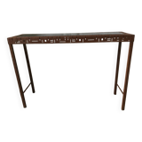 Perforated sheet metal and wood console