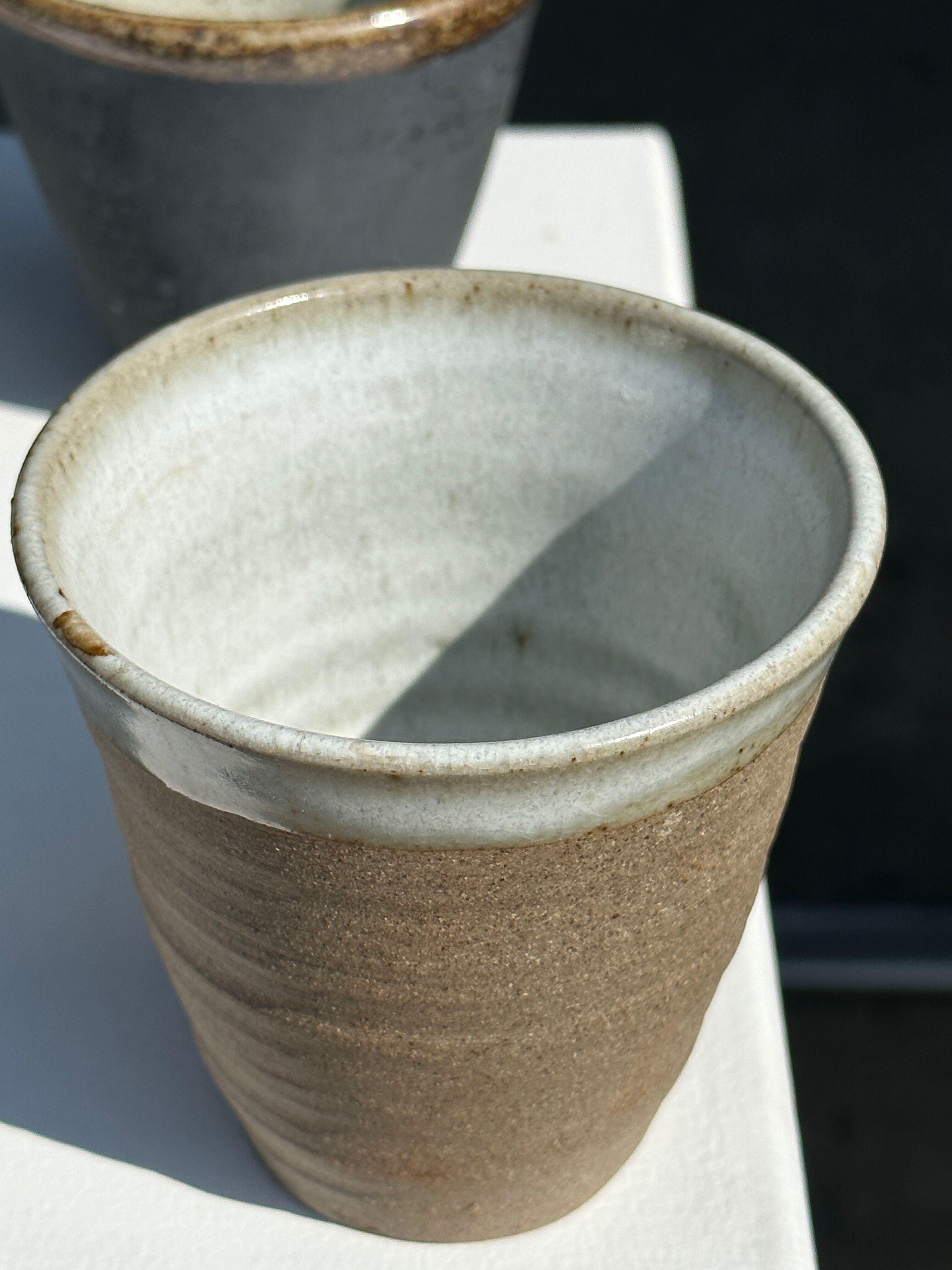 Set of 3 cups / mug in Indonesian ceramic (black, matte brown & speckled glazed)