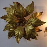 Golden Flower Shape Flushmounts by Hans Kögl, 1970s, Set of 2