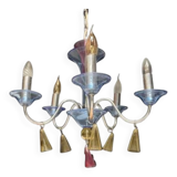 Chandelier in metal and colored glass