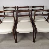 6 white leather Scandinavian chairs