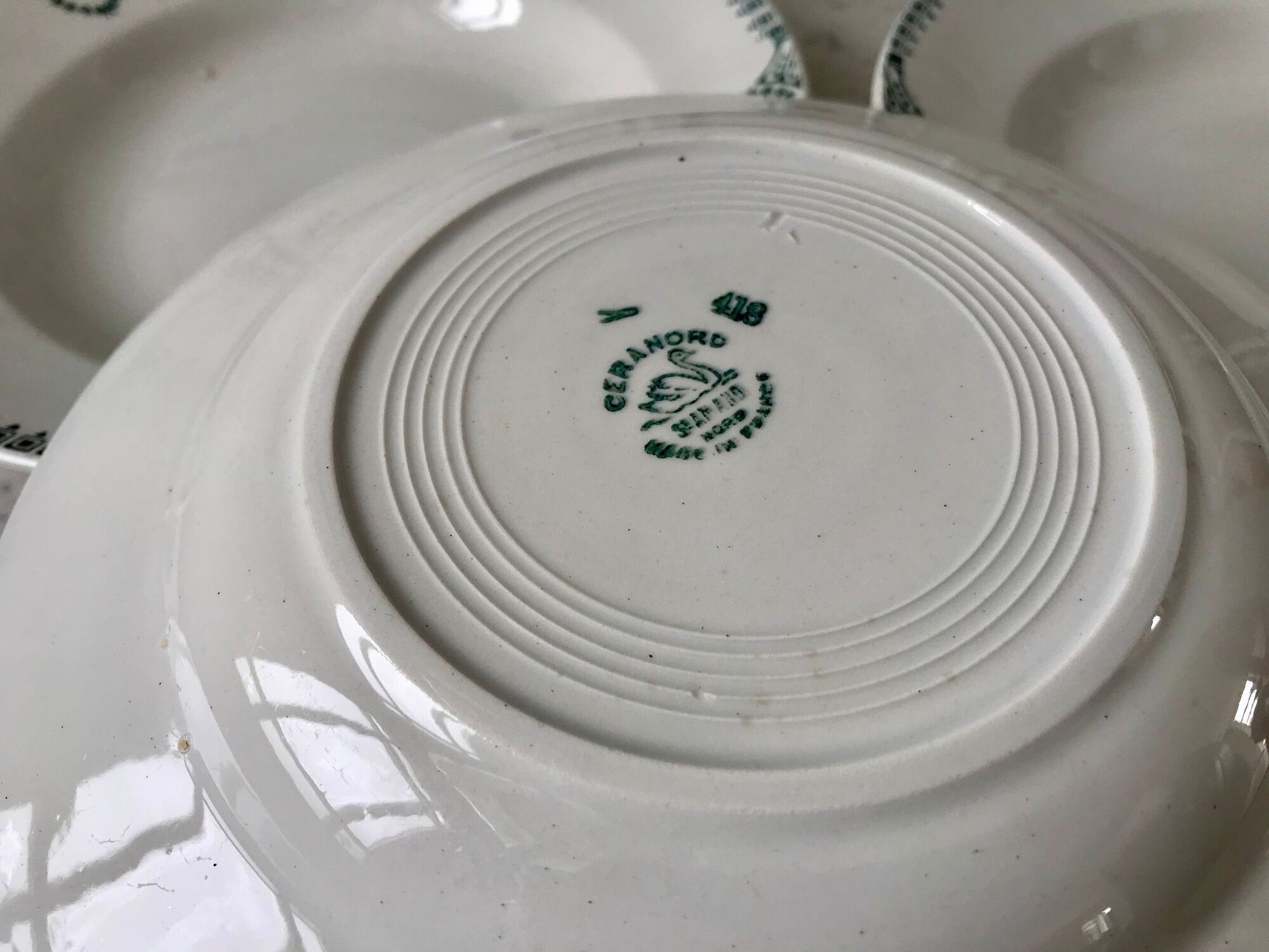 4 hollow plates Terre de Fer Saint-Amand early twentieth century