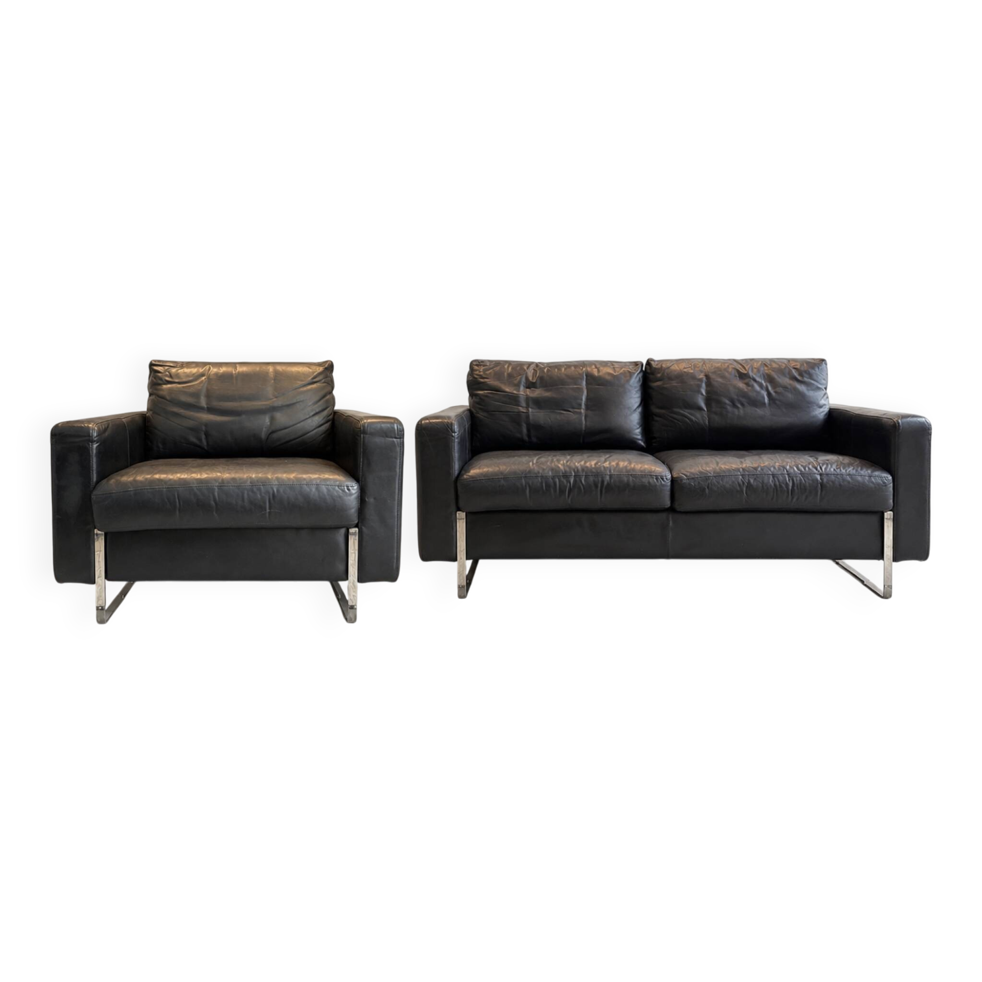 Set of (2) mid-century armchairs and a 2-seater sofa.