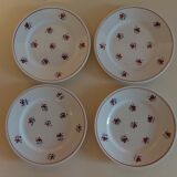 Series of four dessert plates in earthenware Saint Amand décor Rosettes