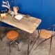 Vintage workbench circa 1930, folding metal leg.