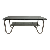 Coffee table in chrome metal and smoked glass design from the 70s