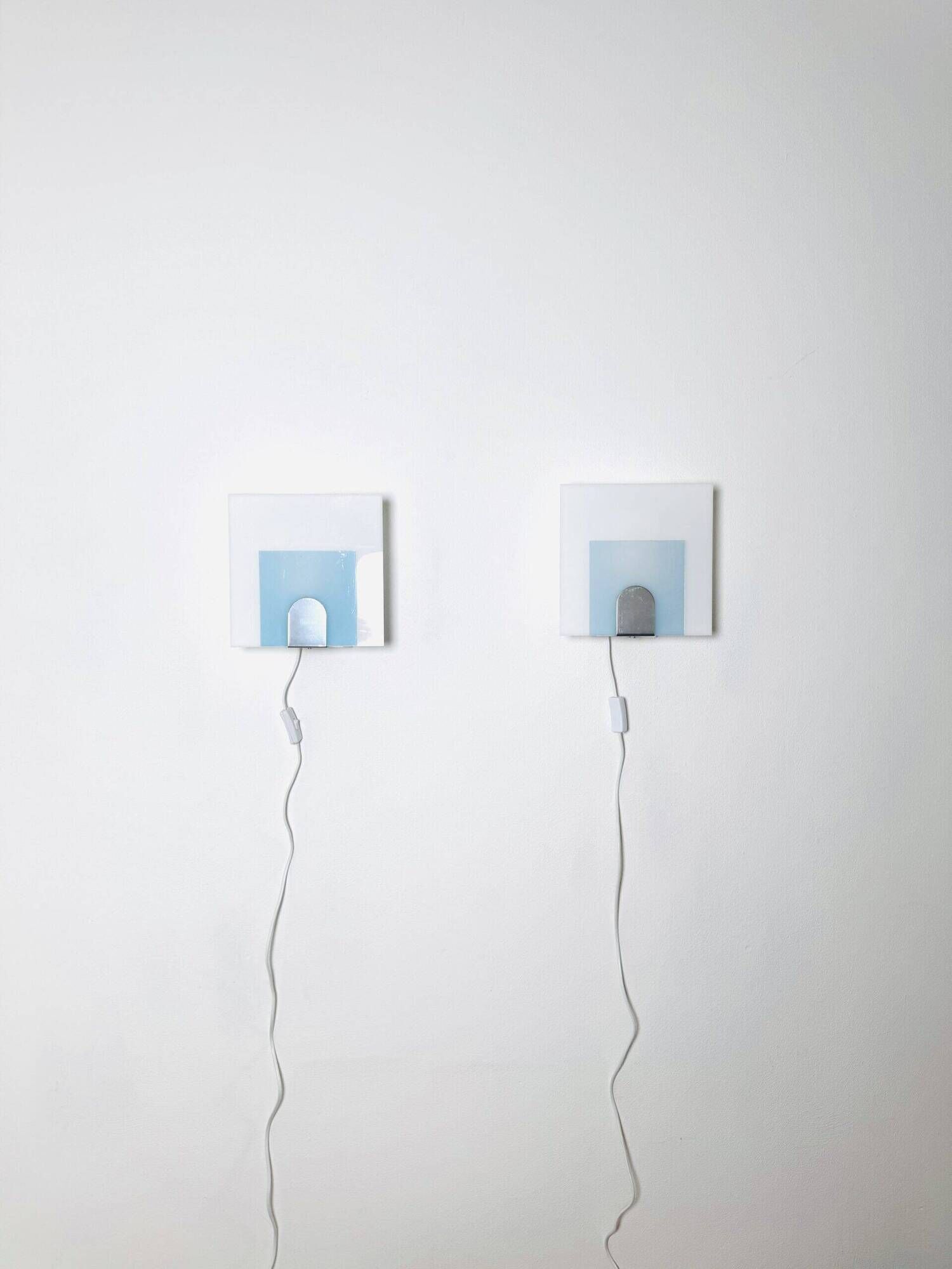 Minimalist Postmodern Square Wall Lights by Nafa Nybro Armaturfabrik, Sweden 1980s