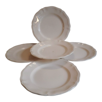 Set of 5 old flat plates in Sarreguemines earthenware