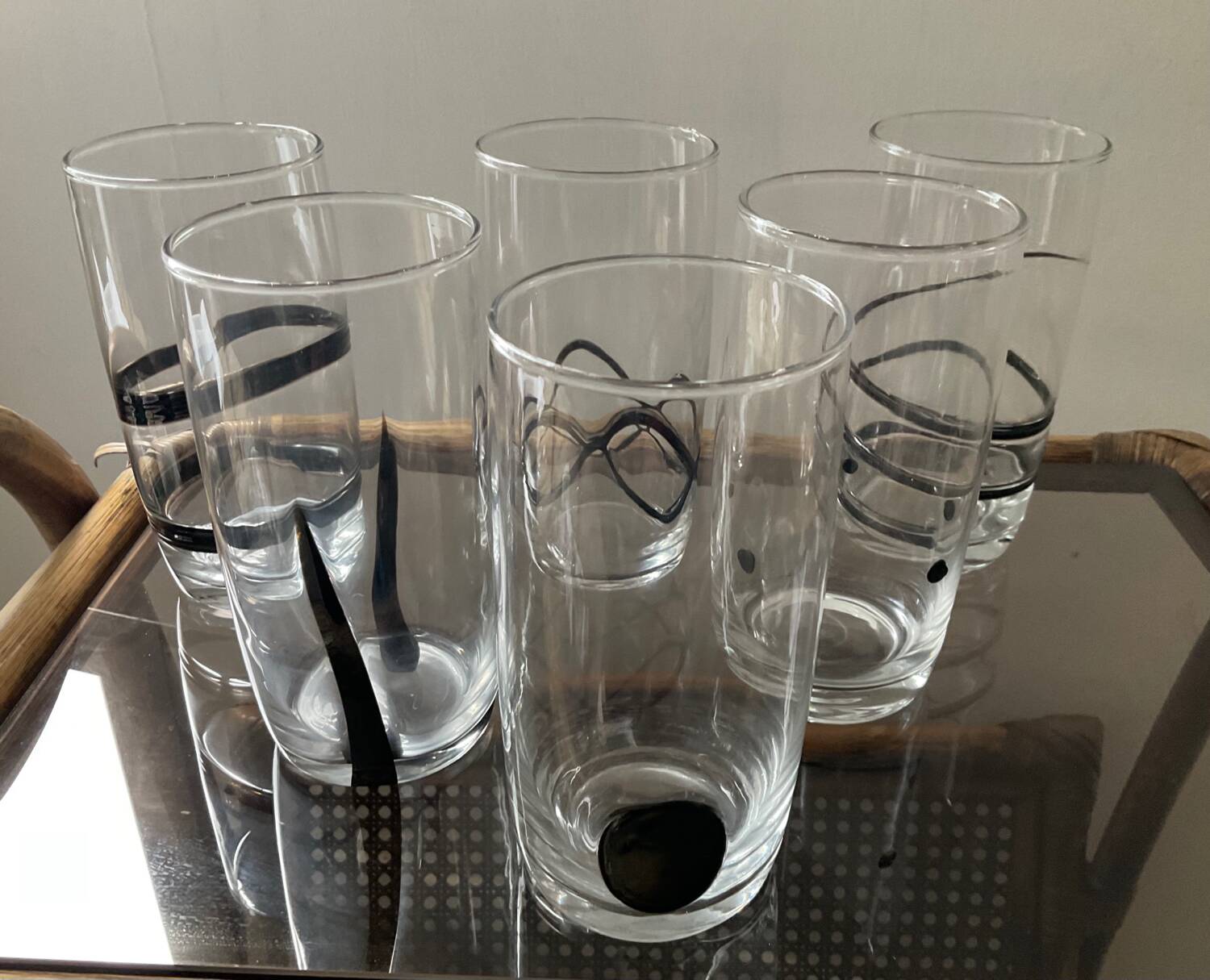 Series of 6 vintage Murano glasses including glass paste