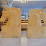 Pair of alabaster horse bookends