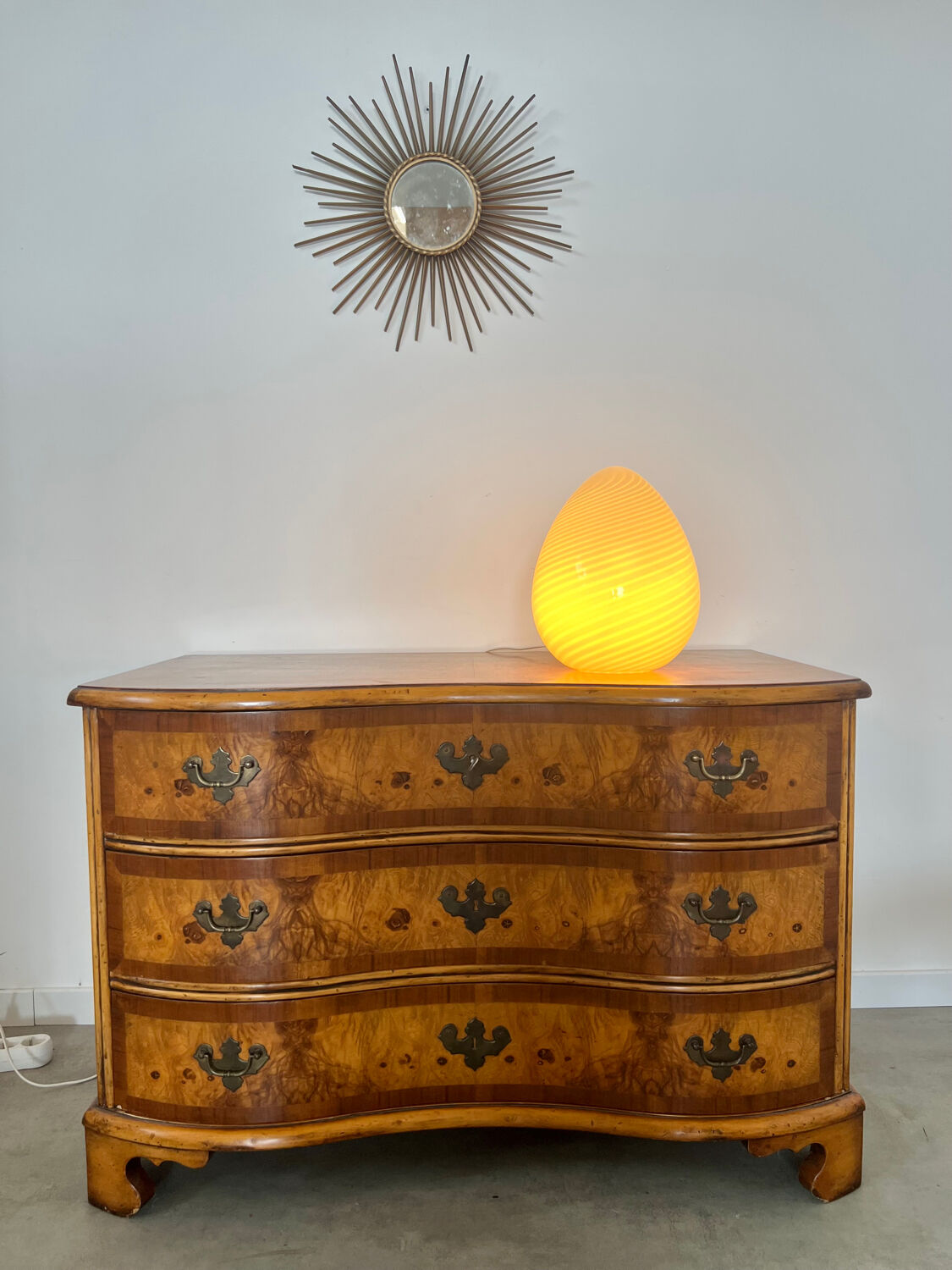 Old Ridged Glass Egg Lamp Design Vetri Murano vintage egg