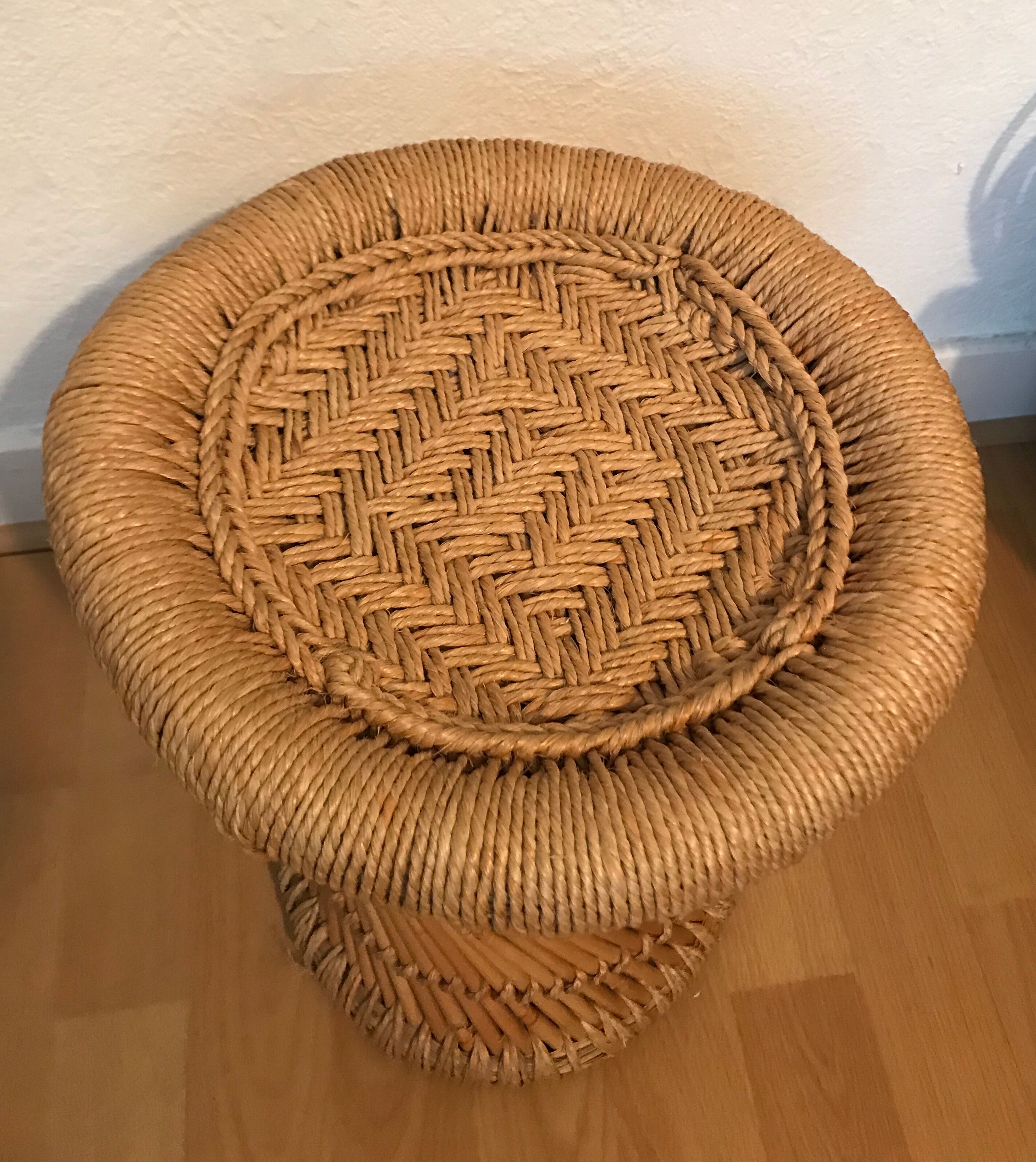 Small bamboo and rope tabouret