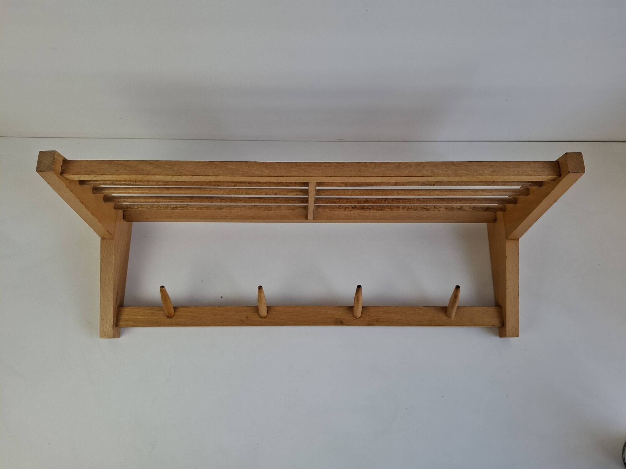 ULUV Czechoslovakian Mid-Century Wooden Wall Coat Rack, circa 1970