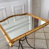 Rattan & bamboo mirror 50s