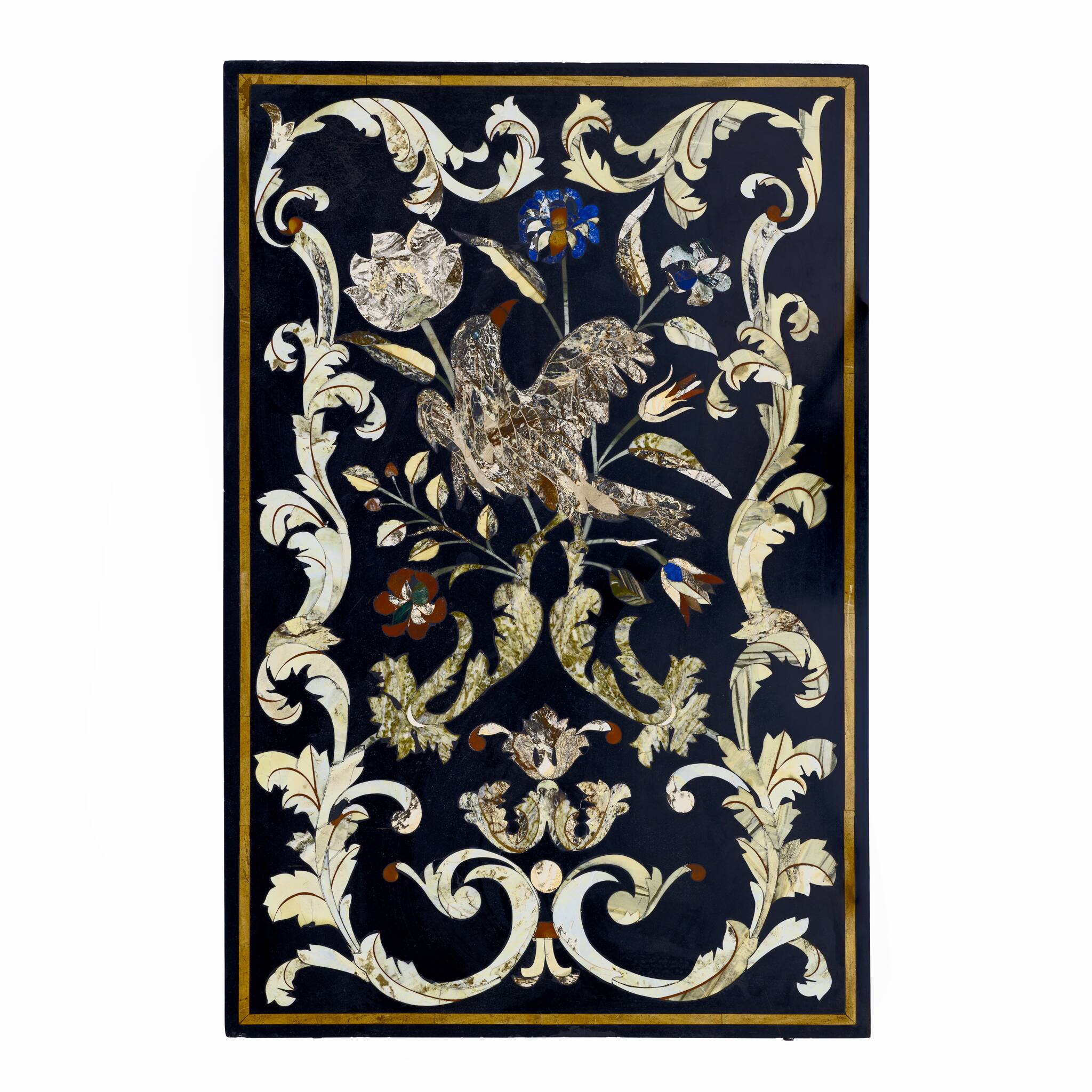 20th Century Italian Handmade Wrought Iron Coffee Table Frame Inlaid Marble