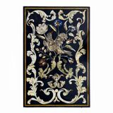 20th Century Italian Handmade Wrought Iron Coffee Table Frame Inlaid Marble