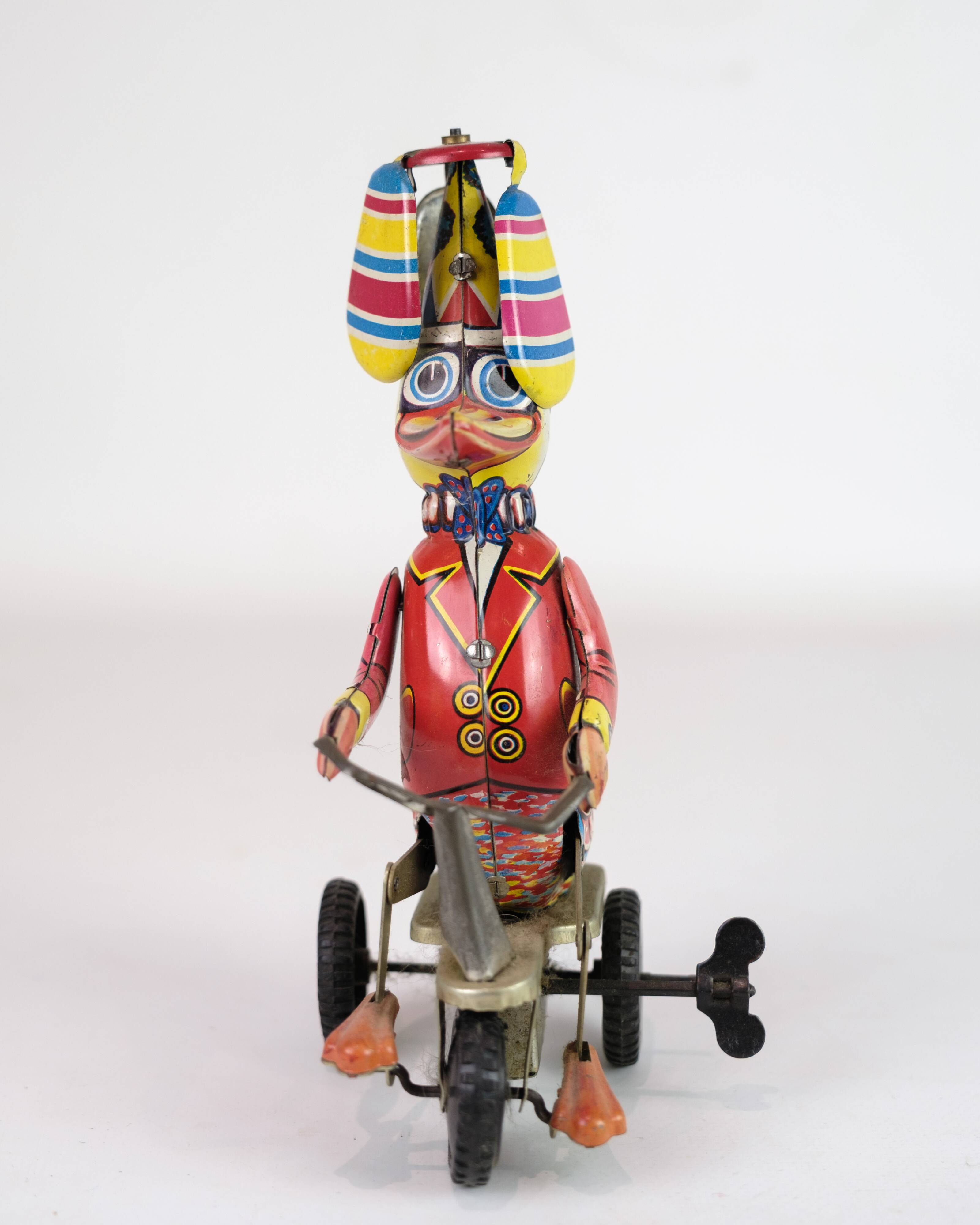 Circus Duck On Tricycle, Tin Toy Made By Schylling From China 1920s
