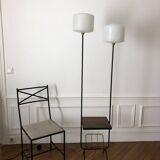 1950s-60s floor lamp with 2 lights - shelf - magazine holder