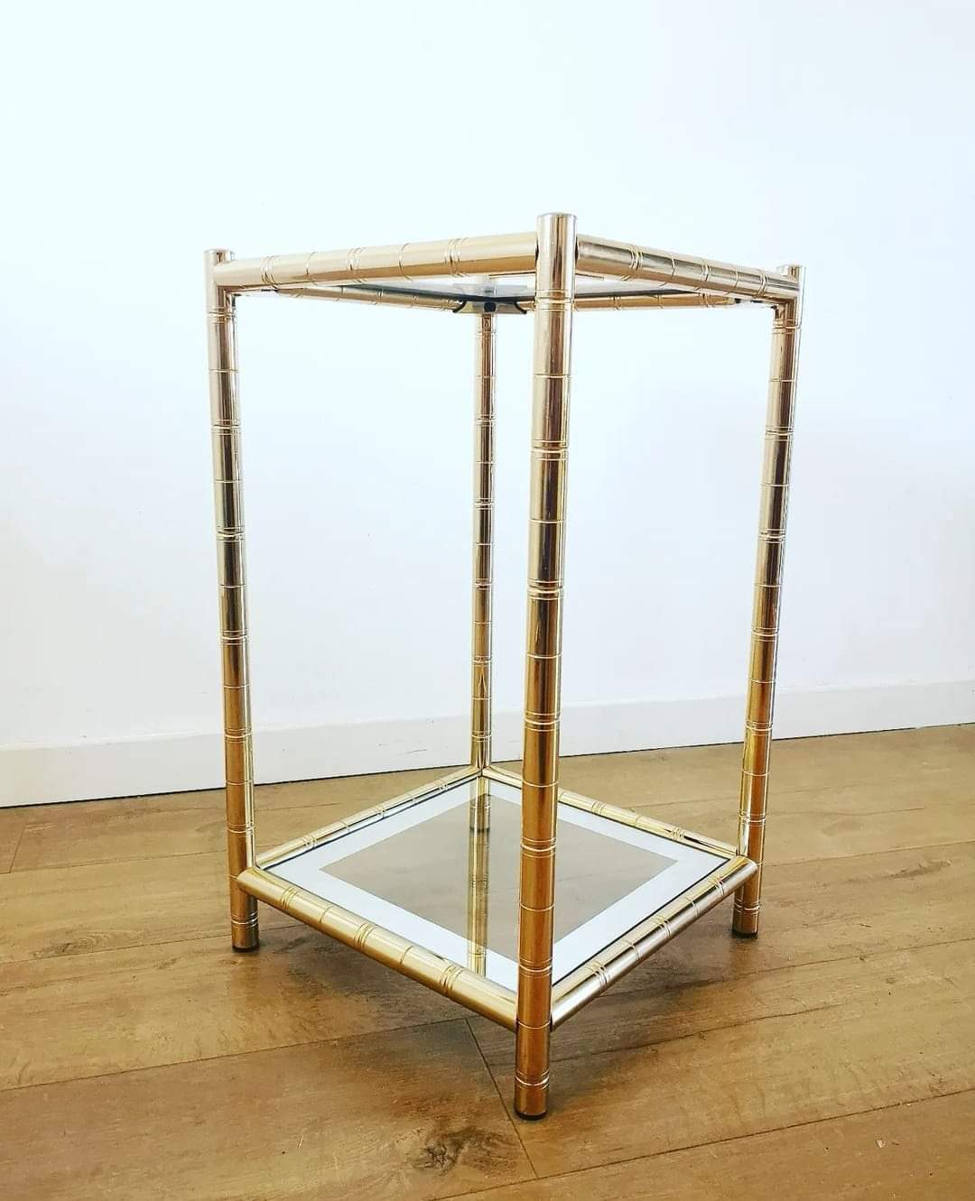 Pair of gold meta harnesses and glass tops