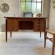 Scandinavian "boomerang" two-sided teak desk Midtjydsk Mobelfabrilk