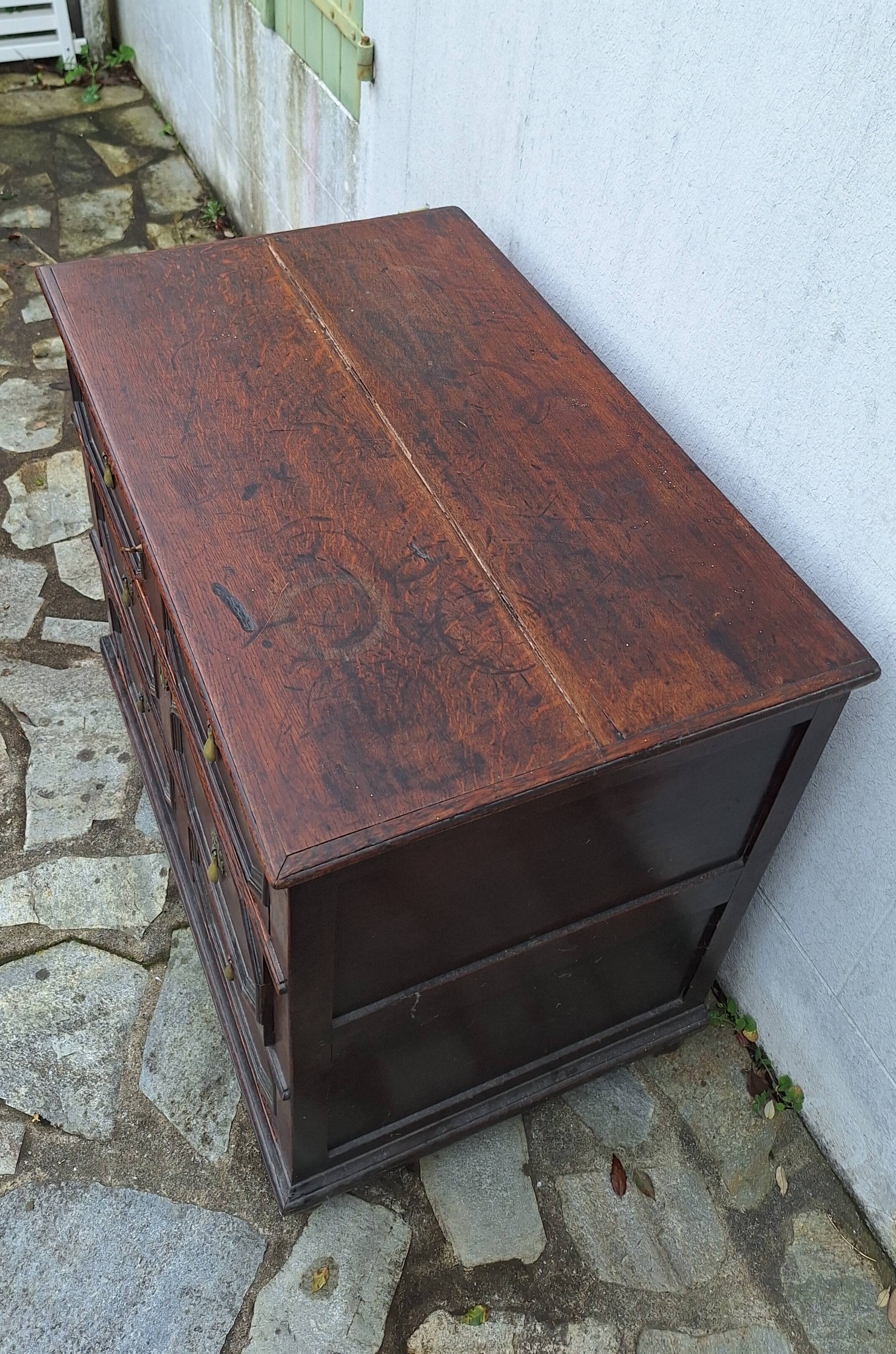 Jacobean style wooden chest of drawers