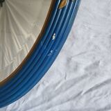 Antique oval mirror, royal blue and gold – rose design – 80 x 52 cm