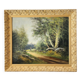 Tableau ancien signé Baldy – Paysage forestier – École de Barbizon fin XIXe