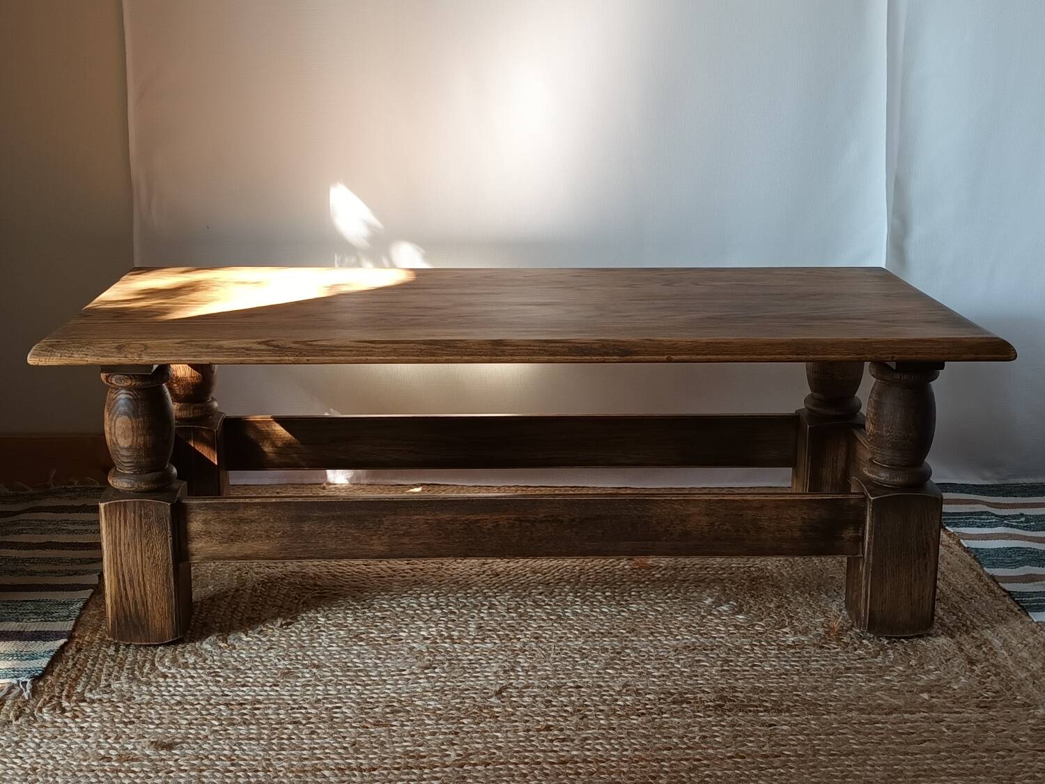 Vintage Brutalist Solid Oak Coffee Table