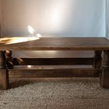 Vintage Brutalist Solid Oak Coffee Table