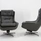 Ensemble de deux fauteuils à bascule pivotants en cuir du milieu du siècle, Peem, Finlande, 1970