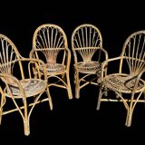 Rattan armchairs from the 70s France, set of 4