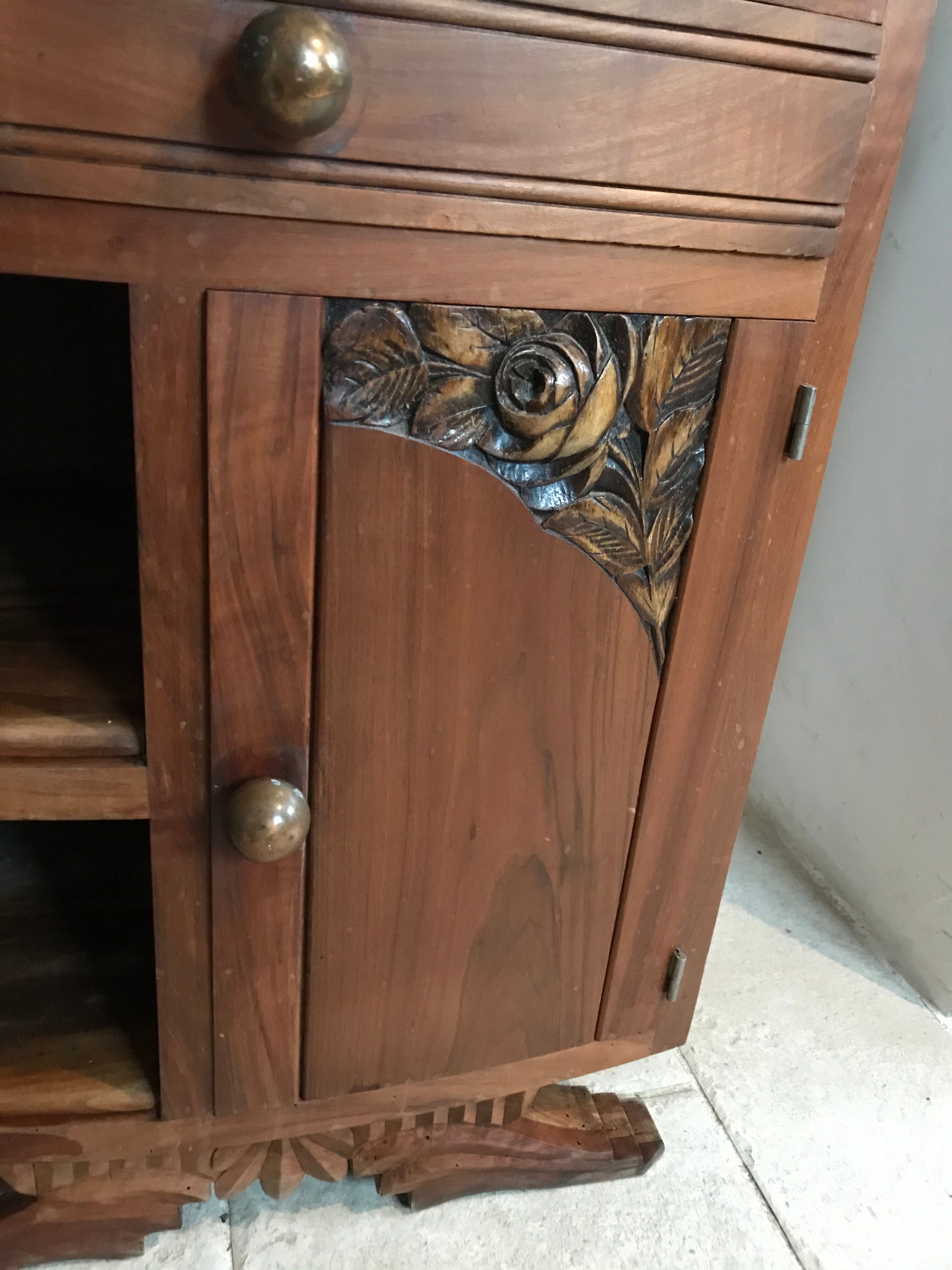 Art Deco wood and marble bedside