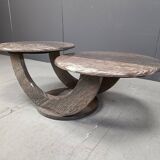 Table basse vintage à deux niveaux en marbre, années 1970