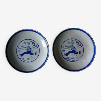 Pair of old plates Breton motif circa 1930