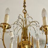 6-light chandelier in gold metal and tassels