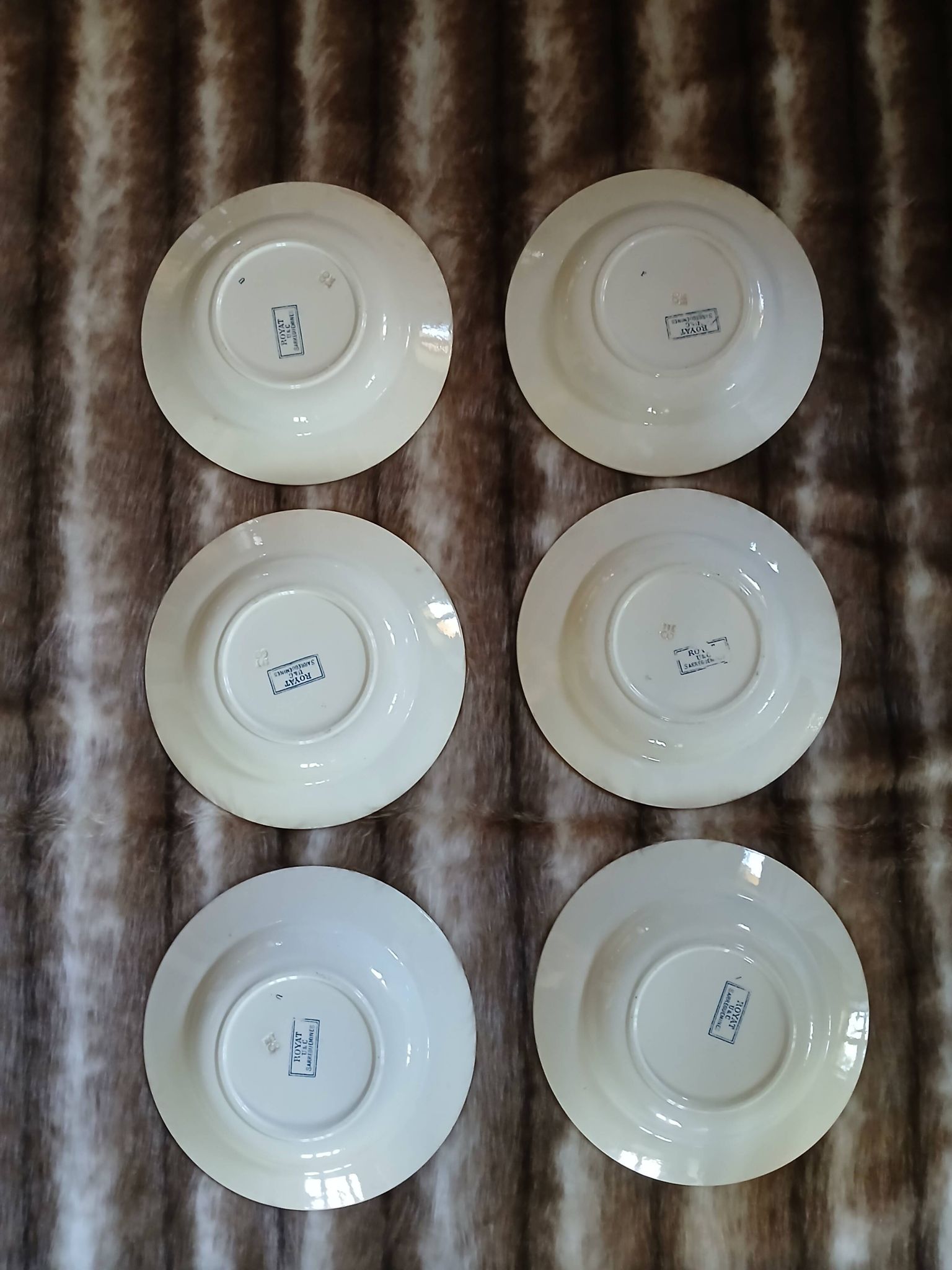 6 antique deep plates in ironstone