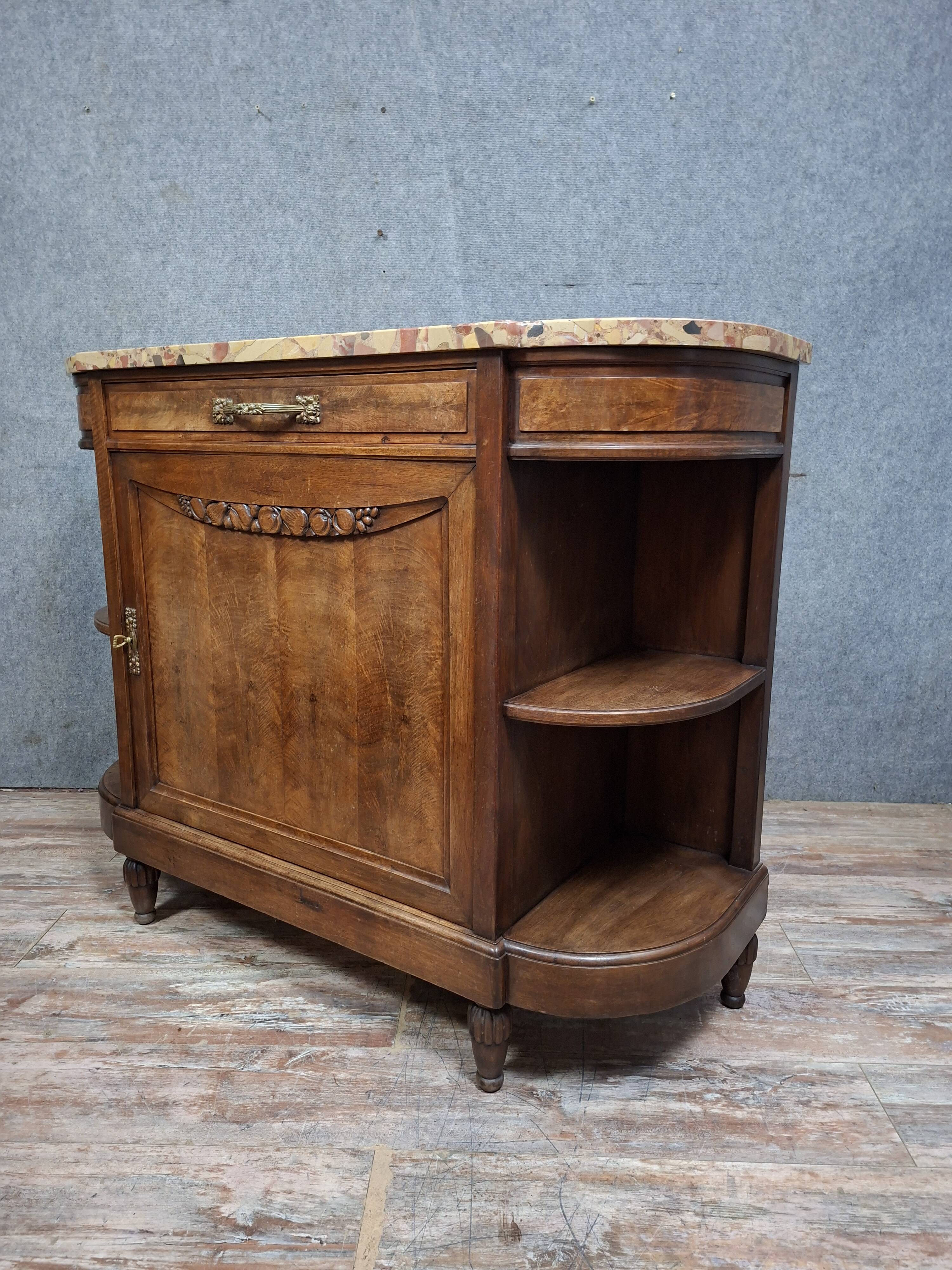 Buffet Art Déco en noyer et marbre brèche – Vers 1930