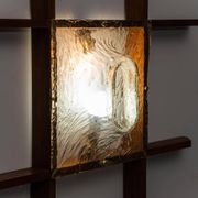 2-light wall lamp with teak grid frame mazzega 1960s vintage modern antique