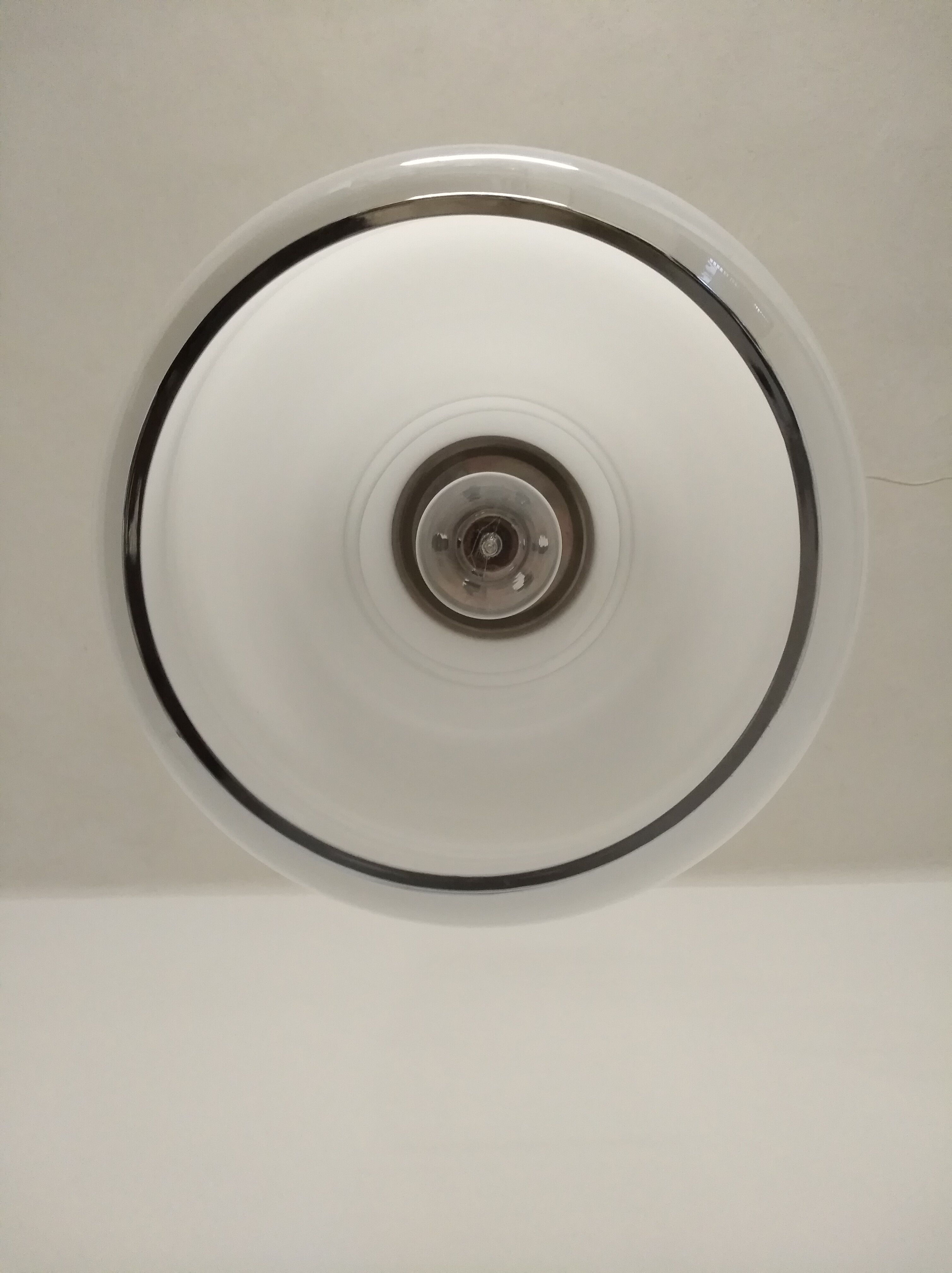 Space age pendant lamp in white opaline from the 70s