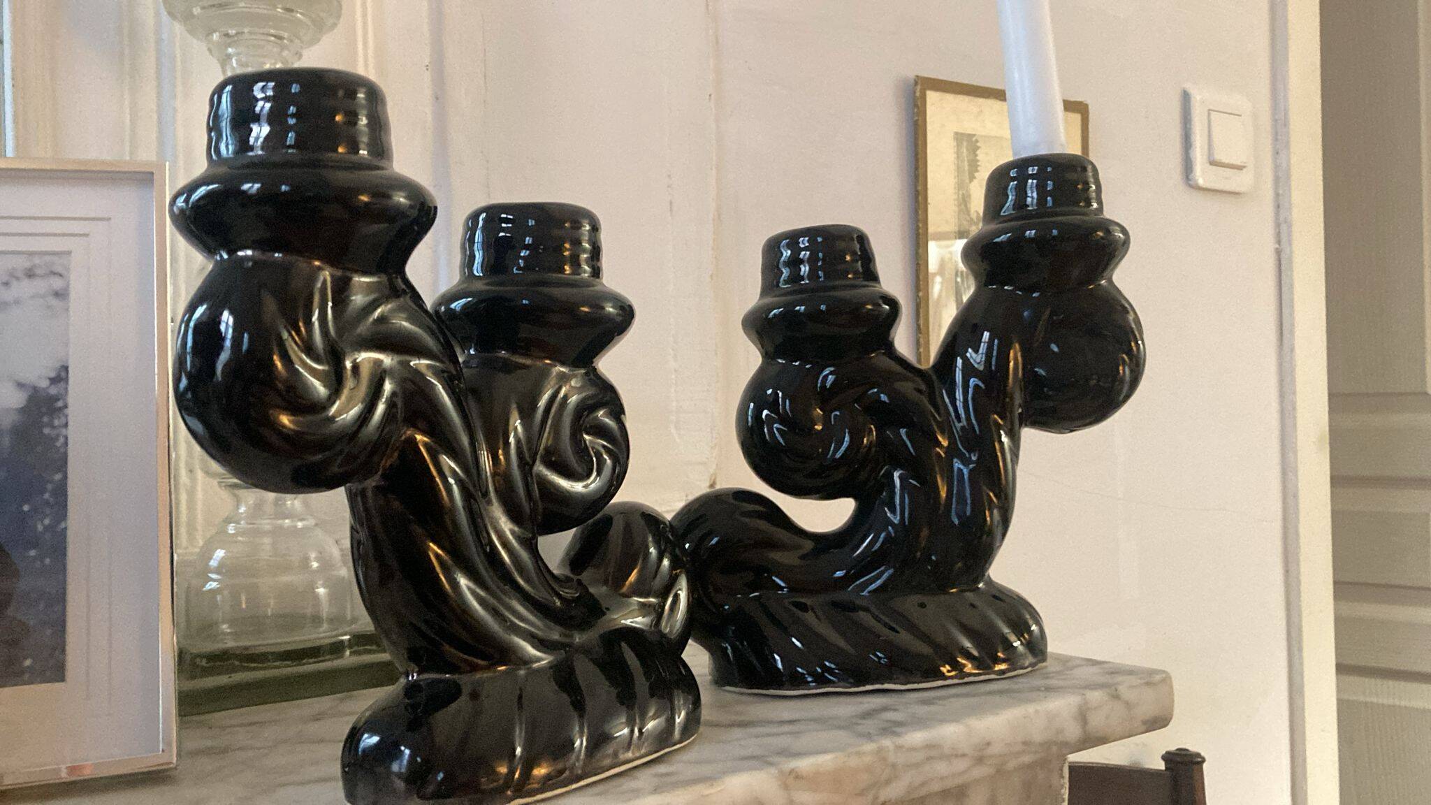 Pair of Vallauris ceramic candlesticks