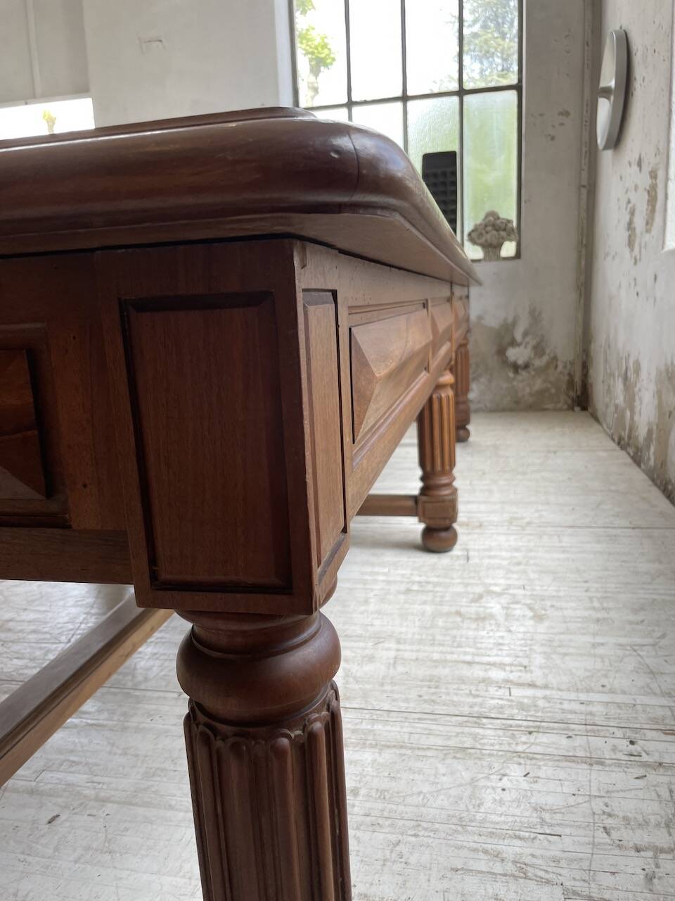 Solid walnut farmhouse castle table 1900 XXL