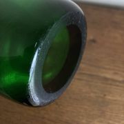 1950s Médicis vase, large Art Deco with handles, made of green blown glass.