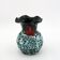 Small corolla vase in black, red and white Fat Lava ceramic - Panassidi Vallauris France - vintage
